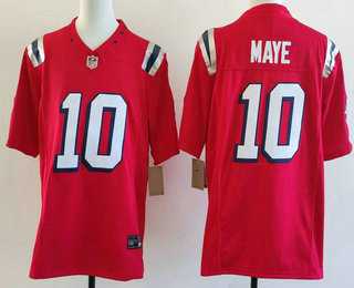 Mens New England patriots #10 Drake Maye Limited Red Fashion FUSE Vapor Jersey