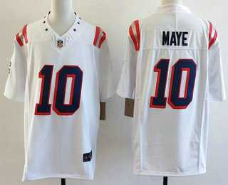 Mens New England Patriots #10 Drake Maye Limited White Fashion FUSE Vapor Jersey
