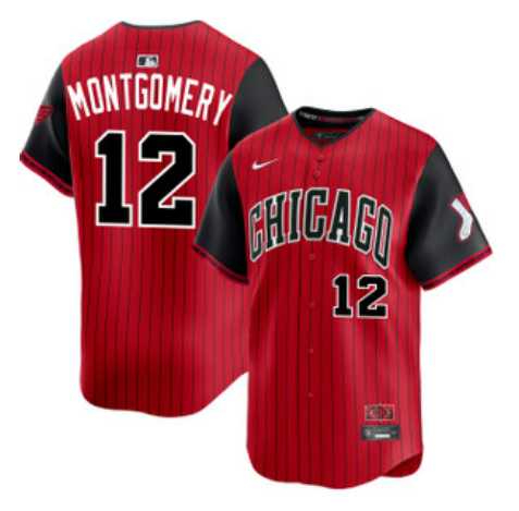 Mens Chicago White Sox #12 Colson Montgomery Red Black 2025 City Connect Limited Stitched Jersey Dzhi