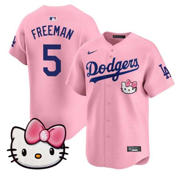Mens Los Angeles Dodgers #5 Freddie Freeman Pink 2025 Hello Kitty Vapor Limited Stitched Jersey Dzhi