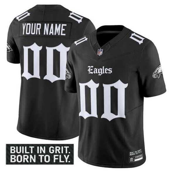 Mens Philadelphia Eagles Active Player Custom Black 2025 F.U.S.E. Gothic Philly Edition Vapor Limited V2 Football Stitched Jersey