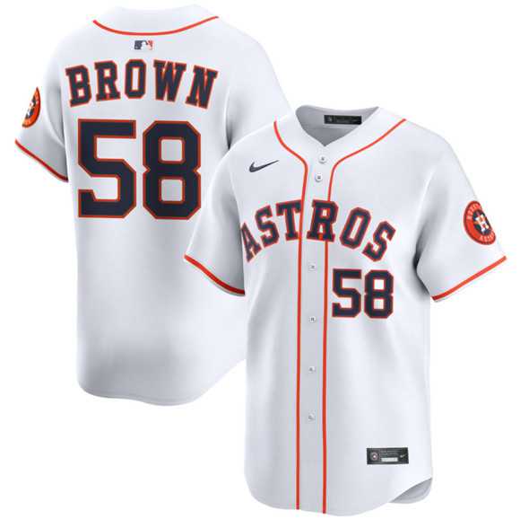 Mens Houston Astros #58 Hunter Brown White 2025 Home Limited Stitched Jersey Dzhi