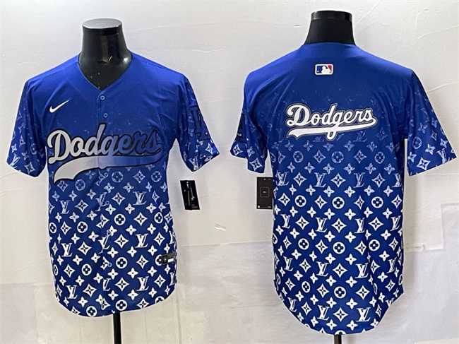 Mens Los Angeles Dodgers Team Big Logo Blue Limited Stitched Jersey