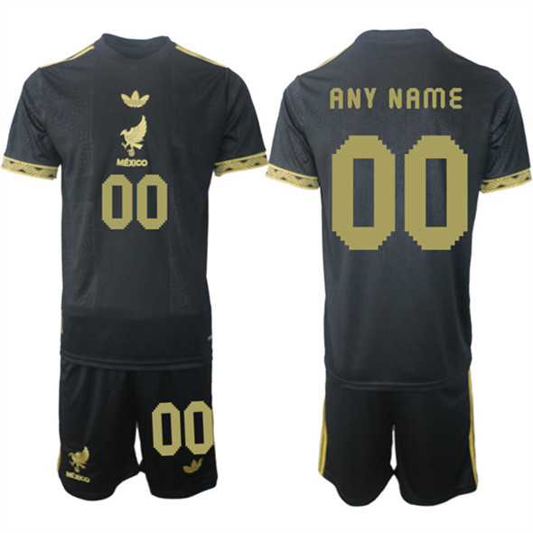 Mens Mexico Custom Black Gold 25-26 Soccer Jersey Suit