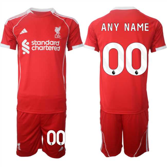 Mens Liverpool Custom 2025 Red Home Soccer Jersey Suit