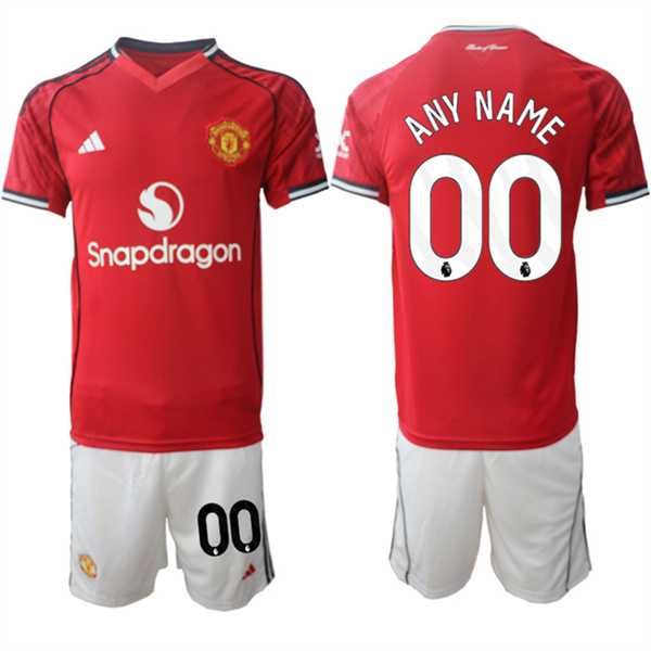 Mens Manchester United Custom 2025-26 Red Home Soccer Jersey Suit