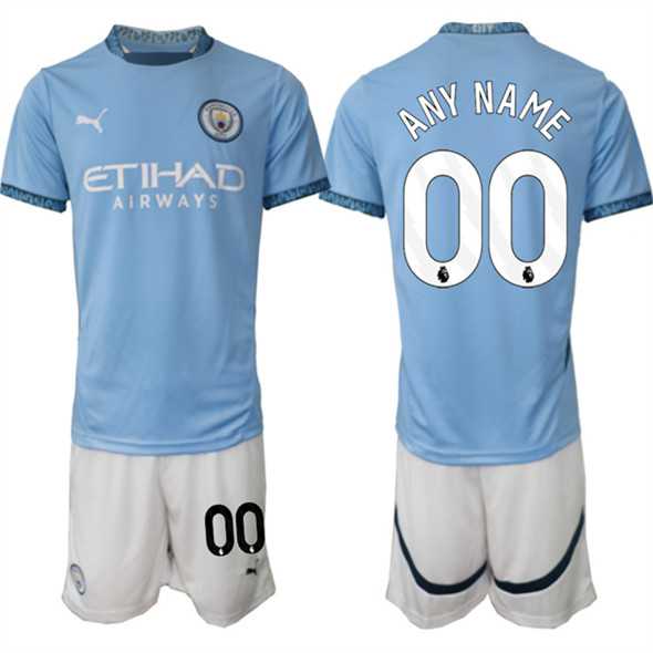 Mens Manchester City Custom 2024-25 Light Blue Home Soccer Jersey Suit