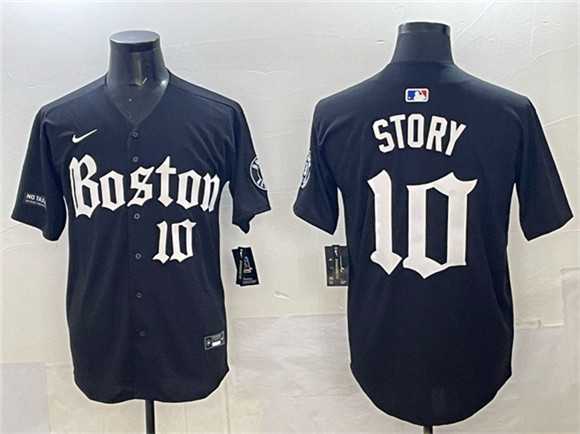 Mens Boston Red Sox #10 Trevor Story Black Gothic Vapor Limited Stitched Jersey