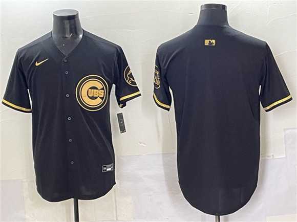 Mens Chicago Cubs Blank Black Gold Limited Stitched Jersey