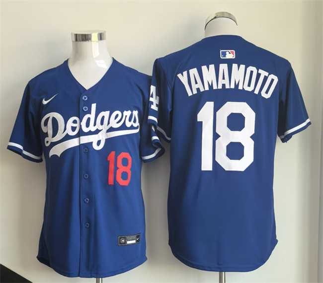 Mens Los Angeles Dodgers #18 Yoshinobu Yamamoto Royal Limited Stitched Jersey