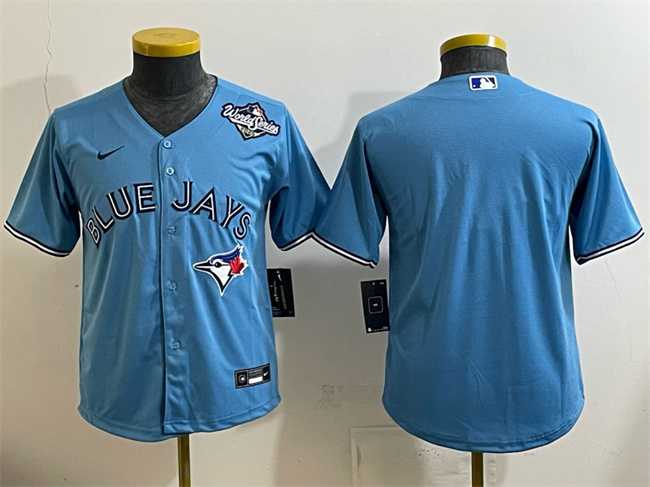 Youth Toronto Blue Jays Blank Blue 2025 World Series Cool Base Stitched Jersey