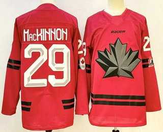 Mens Canada Hockey #29 Nathan MacKinnon Red Stitched Jersey
