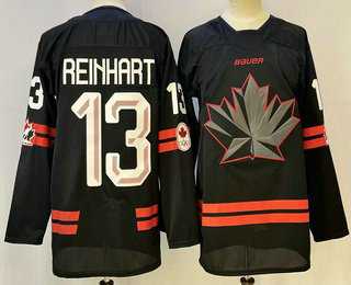 Mens Canada Hockey #13 Sam Reinhart Black Stitched Jersey