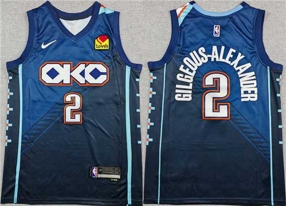 Mens Oklahoma City Thunder #2 Shai Gilgeous-Alexander Navy 2025-26 City Edition Stitched Jersey