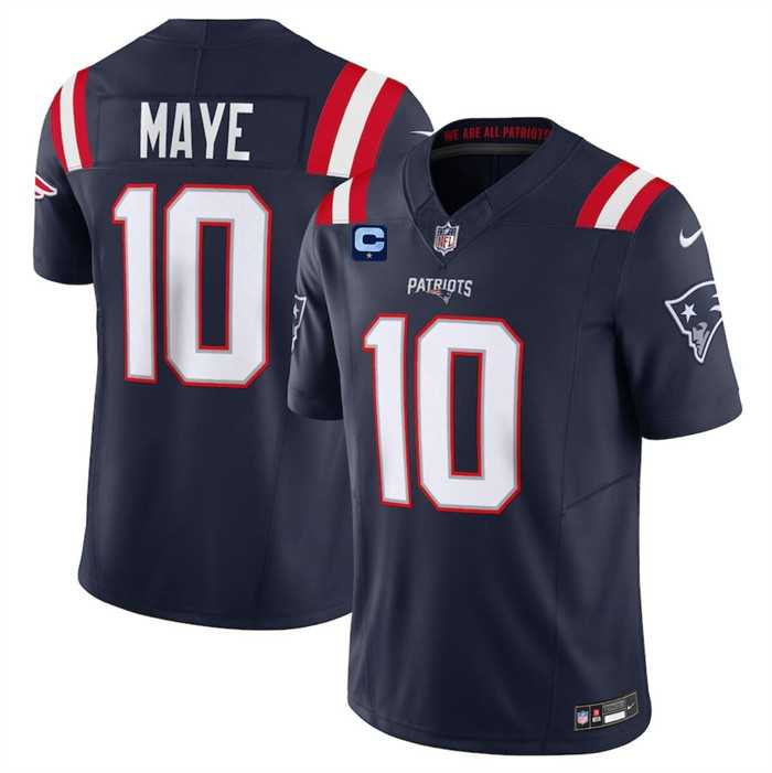 Mens New England Patriots #10 Drake Maye Navy 2025 F.U.S.E. With 1-Star C Patch Vapor Limited Stitched Jersey Dzhi