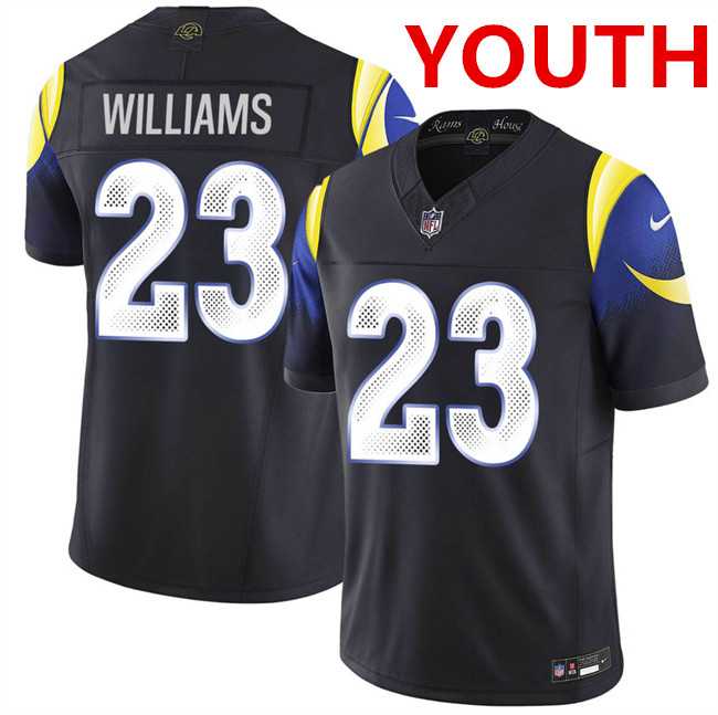Youth los angeles rams #23 kyren williams Black 2025 F.u.s.e. rivalries Vapor Limited Stitched Jersey Dzhi