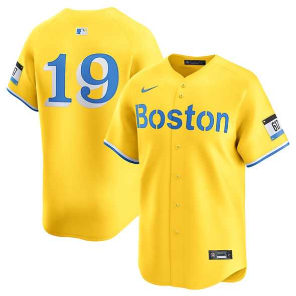 Mens Boston Red Sox #19 Roman Anthony Gold City Connect Stitched Baseball Jersey Dzhi