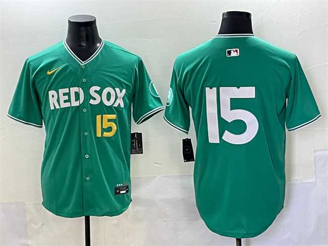 Mens Boston Red Sox #15 Dustin Pedroia Green 2025 City Connect Limited Stitched Baseball Jersey