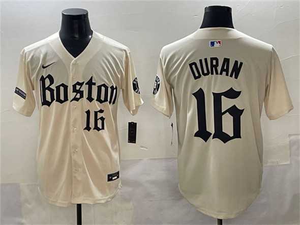 Mens Boston Red Sox #16 Jarren Duran Cream Gothic Vapor Limited Stitched Baseball Jersey