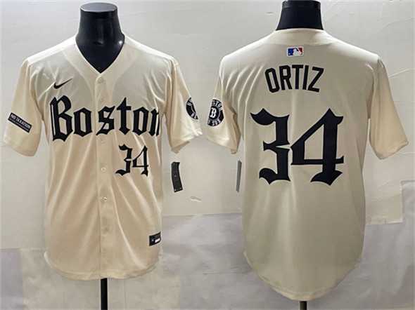 Mens Boston Red Sox #34 David Ortiz Cream Gothic Vapor Limited Stitched Baseball Jersey