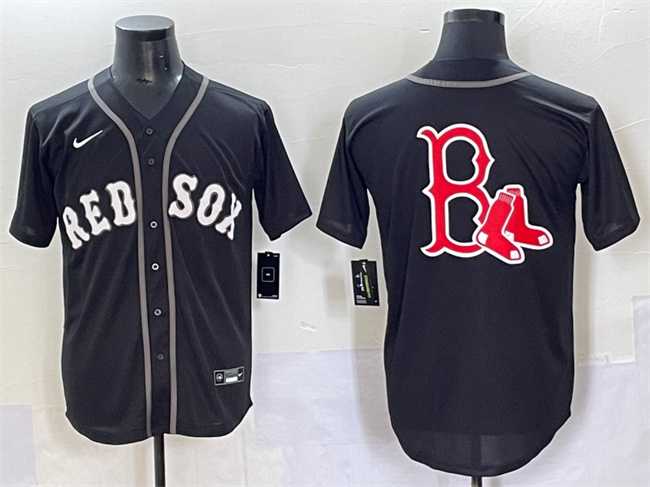 Mens Boston Red Sox Team Big Logo Black Lights Out Limited Stitched Baseball Jersey