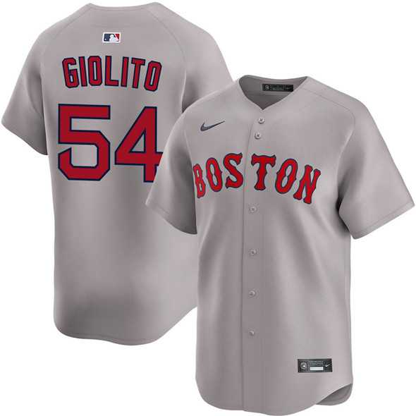 Mens Boston Red Sox #54 Lucas Giolito Gray 2024 Away Limited Stitched Baseball Jersey Dzhi