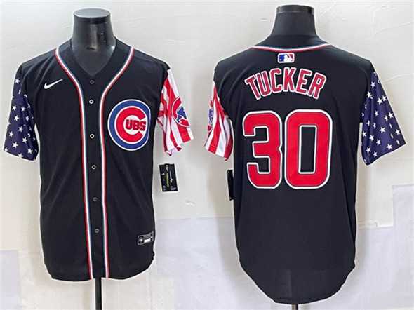 Mens Chicago Cubs #30 Kyle Tucker Black 2025 Independence Day Vapor Premier Limited Stitched Baseball Jersey