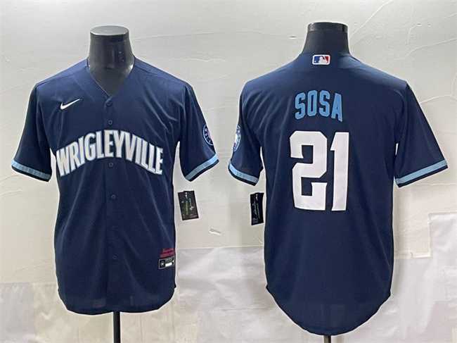 Mens Chicago Cubs #21 Sammy Sosa Navy City Connect Stitched Baseball Jersey