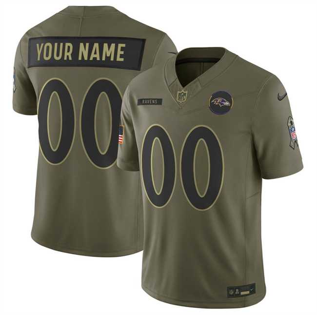 Mens Baltimore Ravens Active Player Custom Olive 2025 F.U.S.E. Salute to Service Limited Football Jersey