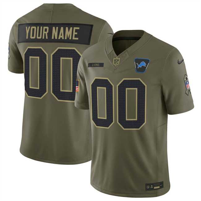 Mens Detroit Lions Active Player Custom Olive 2025 F.U.S.E. Salute to Service Limited Stitched Football Jersey
