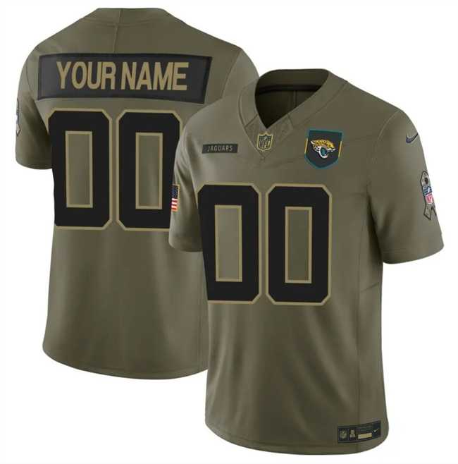 Mens Jacksonville Jaguars Active Player Custom Olive 2025 F.U.S.E. Salute to Service Limited Stitched Football Jersey