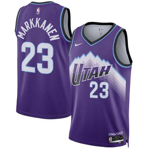 Mens Utah Jazz #23 Lauri Markkanen Purple 2025 Icon Edition Stitched Jersey Dzhi