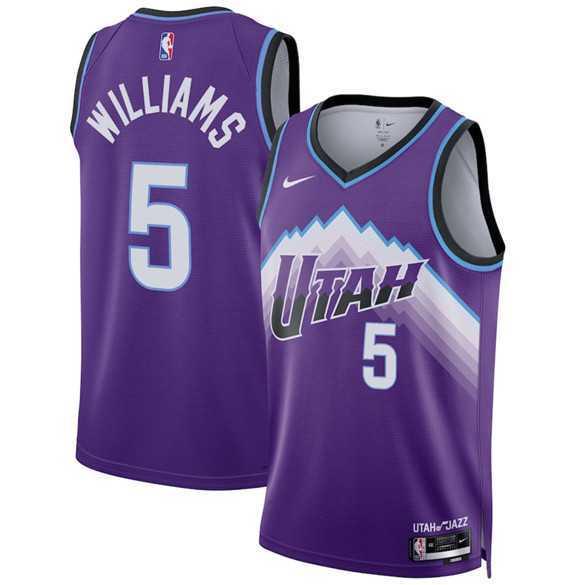 Mens Utah Jazz #5 Cody Williams Purple 2025 Icon Edition Stitched Jersey Dzhi