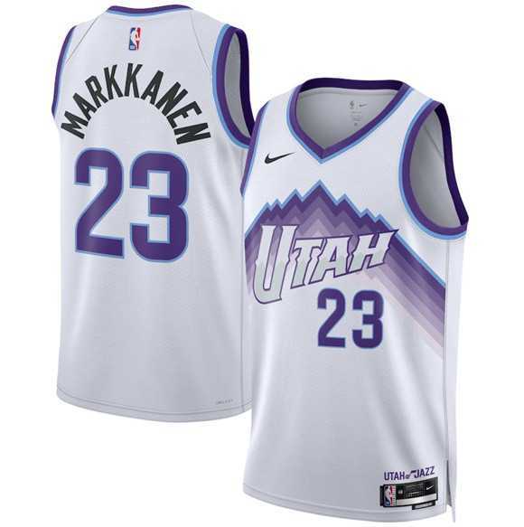 Mens Utah Jazz #23 Lauri Markkanen White 2025 Association Edition Stitched Jersey Dzhi