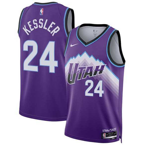 Mens Utah Jazz #24 Walker Kessler Purple 2025 Icon Edition Stitched Jersey Dzhi