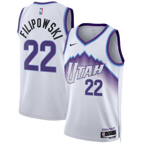 Mens Utah Jazz #22 Kyle Filipowski White 2025 Association Edition Stitched Jersey Dzhi