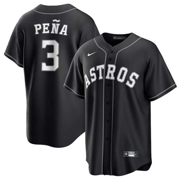 Mens Houston Astros #3 Jeremy Pena Black Lights Out Limited Stitched Baseball Jersey Dzhi