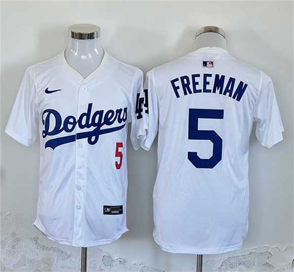Mens Los Angeles Dodgers #5 Freddie Freeman White Home Limited Stitched Jersey