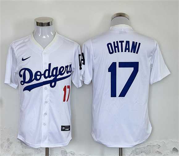 Mens Los Angeles Dodgers #17 Shohei Ohtani White Home Limited Stitched Jersey