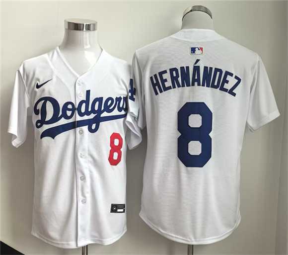 Mens Los Angeles Dodgers #8 Enrique Hernandez WhiteLimited Stitched Jersey