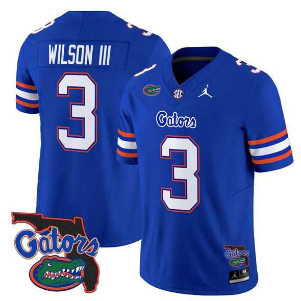 Mens Florida Gators #3 Eugene wilson lll Royal 2024 F.U.S.E. Florida Patch Vapor Limited Stitched Football Jersey Dzhi