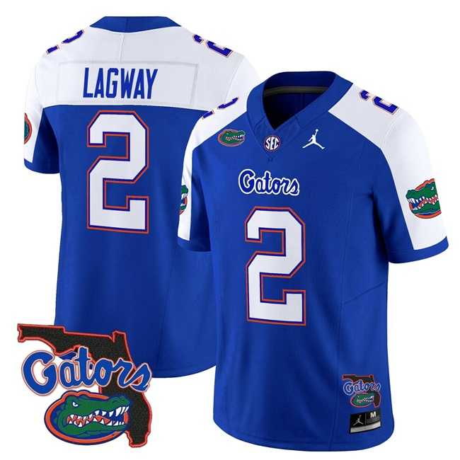 Mens Florida Gators #2 DJ Lagway Royal Alternate 2024 F.U.S.E. Florida Patch Vapor Limited Stitched Football Jersey Dzhi
