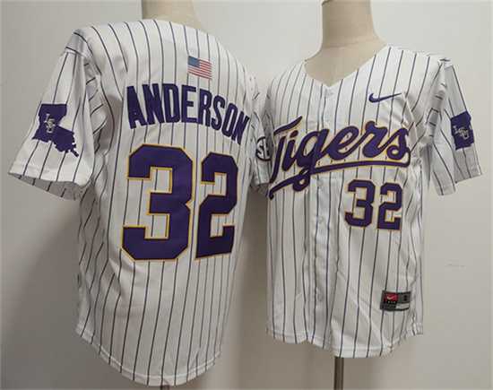 Mens LSU Tigers #32 Kade Anderson White 2025 Stitched Baseball Jersey