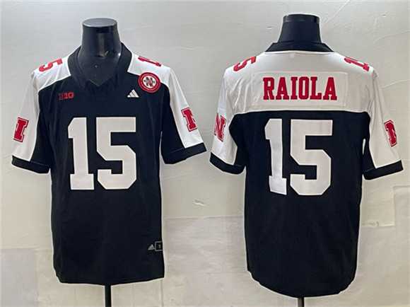 Mens Nebraska Cornhuskers #15 Dylan Raiola Black Alternate 2024 F.U.S.E. With Patch Vapor Limited Stitched Football Jersey