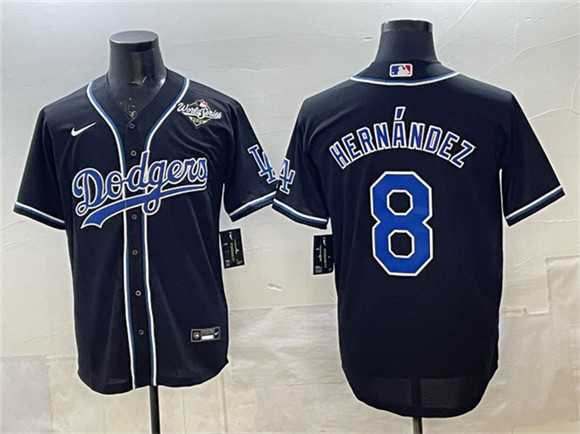 Mens Los Angeles Dodgers #8 Enrique Hernandez Black Fashion 2025 World Series Cool Base Stitched Jersey