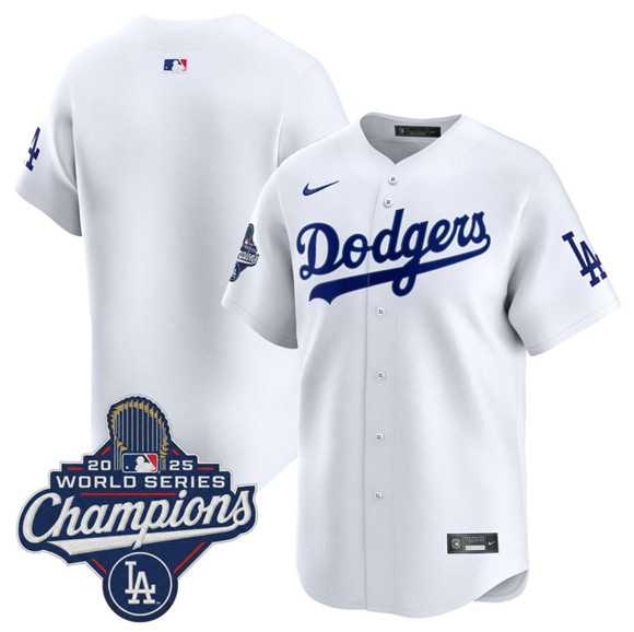 Mens Los Angeles Dodgers Blank White 2025 Champions Stitched Jersey