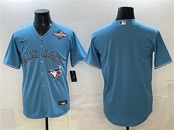 Mens Toronto Blue Jays Blank Blue 2025 World Series Home Cool Base Stitched Jersey