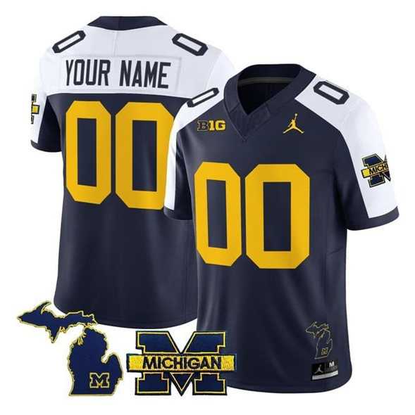Mens Michigan Wolverines ACTIVE PLAYER Custom Navy Alternate F.U.S.E. 2025 Vapor Stitched Jersey