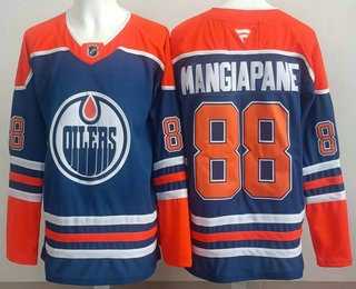 Mens Edmonton Oilers #88 Andrew Mangiapane Blue Authentic Jersey
