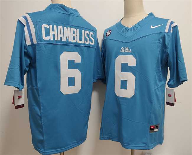 Mens Ole Miss Rebels #6 Trinidad Chambliss Blue 2025 F.U.S.E. Stitched jersey